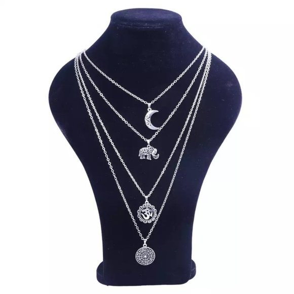 💎✨ Boho 🐘 Layered 🌙 Necklace - Picture 2 of 4